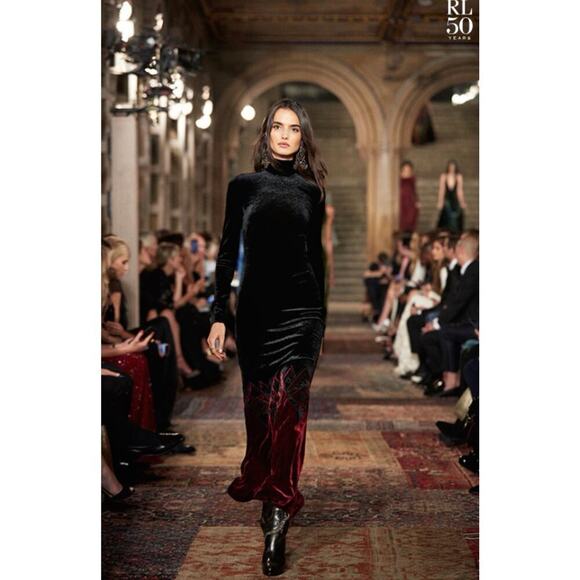 Ralph Lauren Collection Turtleneck Velvet Dress Runway Long Gown Anniversary 4 - Picture 3 of 14
